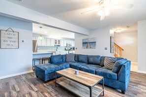 Living Room with Coffee Table and large sectional sofa