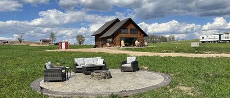 New firepit just installed.  Great place to enjoy the lake view.