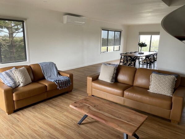 Upstairs living and dining table area. 