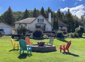 Fire pit and front of the house