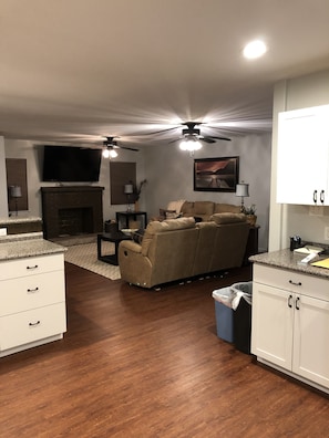 View from kitchen to living area. 