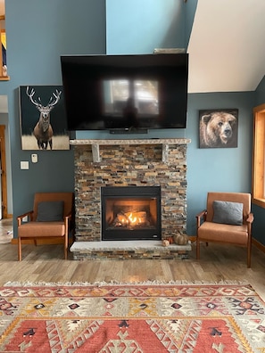 Cozy gas fireplace