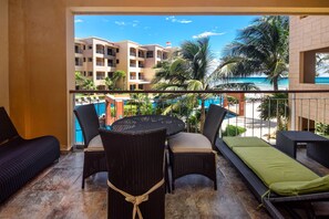 Private terrace overlooking the pool