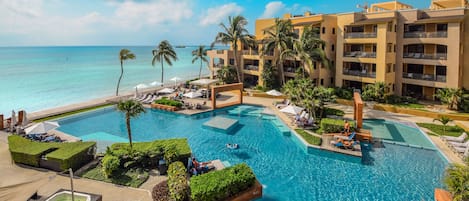 Welcome to the Caribbean! Take in the endless shades of blue combined from clear skies, turquoise waters, and our sparkling pool!