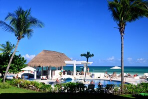 Caribbean Sea views from this main floor condo
