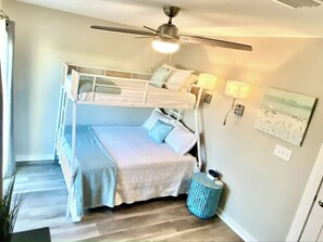 This is the second bedroom. The bottom bunk is a full with a twin up top and a twin rollout trundle underneath if needed. 
