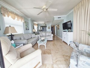 Living area - Crescent Sands L5 oceanfront living area with new couch and loveseat.