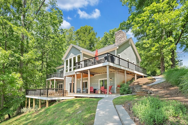 Enjoy our brand new expanded deck overlooking our own private cove!