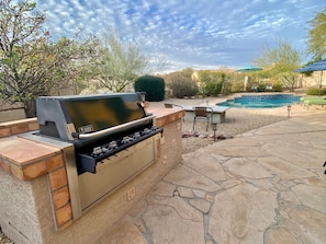View from built in gas-plumbed Weber grill.
