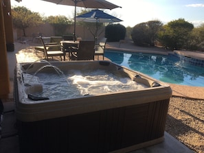 New hot tub is great for watching sunsets all year long!