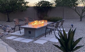 Relax by newly added gas-plumbed fire table - built with guests in mind! 