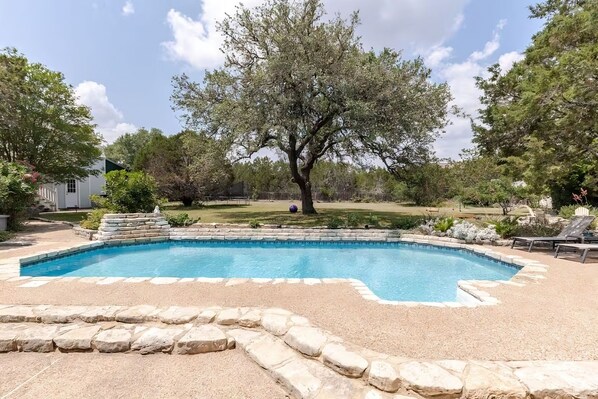 Pool and backyard