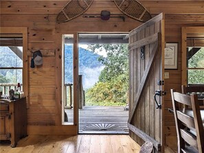 View out the front door to the mountains