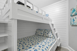 Bedroom 3 with custom built twin over full bunk beds