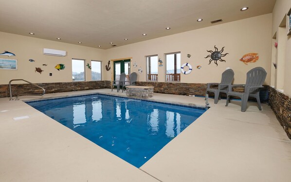 Relax in your private indoor pool with serene mountain views nearby!
