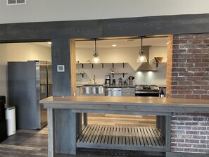 looking into kitchen from bar