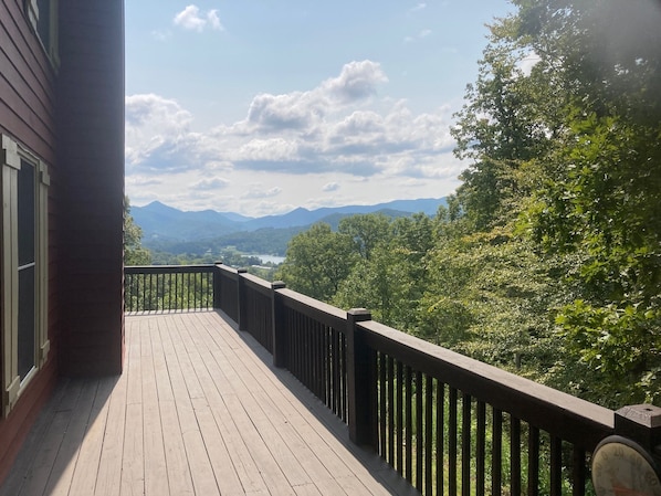 Wrap around deck offers views ... babbling creek is just off the side deck.