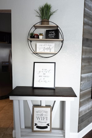 Welcome table in entryway