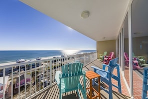 Miles and miles of ocean views in colorful balcony height Adirondack chairs. Our guests say things like "We didn't want to leave our balcony!" Find out why :) 