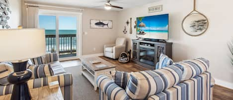 Relax in the spacious Living Area with ocean views!