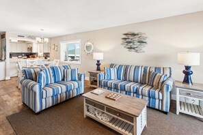 Relax in the spacious Living Area with ocean views!