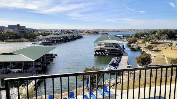 Beautiful view of pool and amenities from private balcony