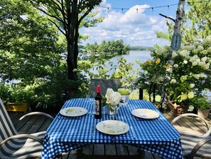 Stunning open water views from the highly located deck in the cottage.
