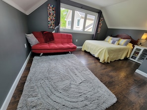 Lakeside room with view of lake, across the street, outside of that window