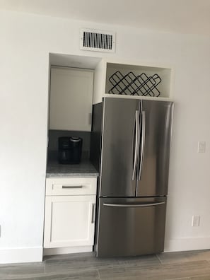 Full Size Refrigerator with ice maker, Duel Keurig coffee maker