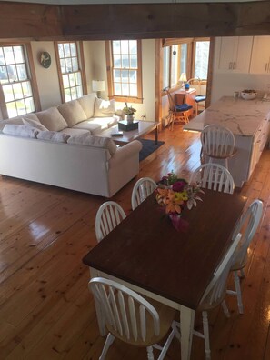 The main area is great for cooking, dining, hosting, and relaxing.