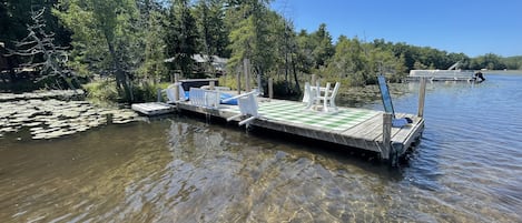 Spend the day at the end of the dock enjoying the peaceful Rapid River setting. 