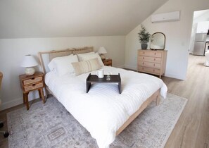 Serene room and the most comfortable bed! Casper pillows and Tuft & Needle mattress