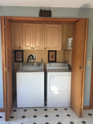 Washer and dryer in kitchen 