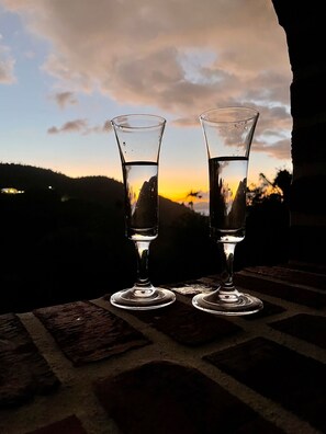 Amazing sunsets from outdoor shower.