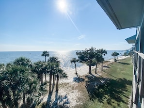 Morning view from the patio. Watch the sun moving across the waters.