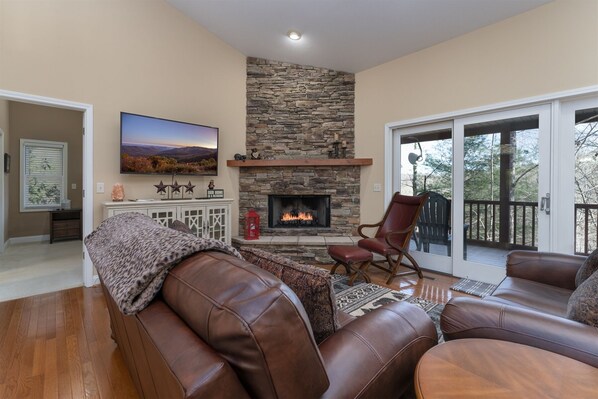 Living area with fireplace