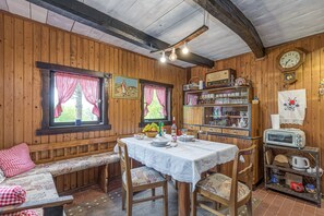Living area with dining table