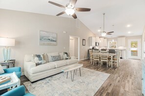 Large open kitchen, dining room and living room allows for the whole crew to hang together.