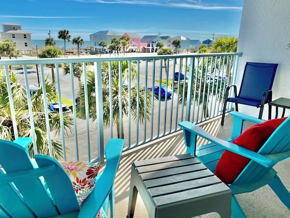 A gorgeous view of the gulf from our balcony!
