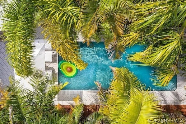 Arial view of private pool (with heater) for your use.