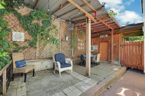 The covered patio is most guests favorite place to relax.  