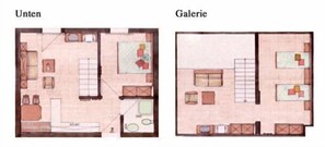 Ferienwohnung 3 für 4 Personen auf 2 Etagen, 2 Schlafzimmer, Balkon, 84 m²