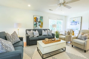 The Treehouse is a beautifully decorated & furnished home one block from the Isle of Palms beach.