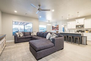 Spacious open concept family room and kitchen