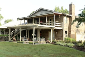 A rear view of the home