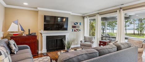 Living Room with Water Views at 15 Lands End