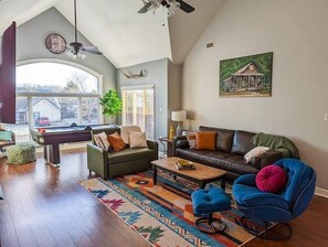 You walk right into the beautifully designed living room.