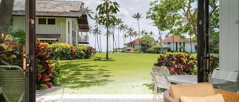 Looking out from the living room towards the beach