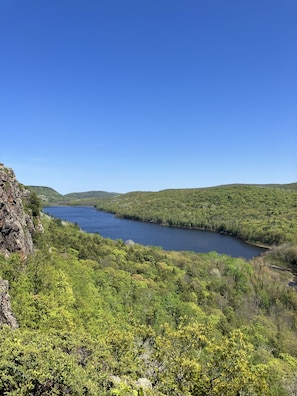 Nearby Lake of the Clouds in spring- so many trails to explore in the Porkies!