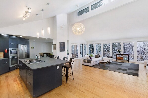 Open concept kitchen and living room